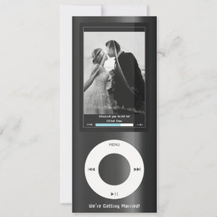Convite Tocador de Música MP3 Preto para Casamento