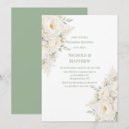 Convite Toda a Floral Branca para Casamento Shower
