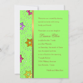 Convite Todas as Estrelas de David do Bat Colorido Mitzvah