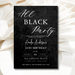 Convite Todas as Festas de aniversário de festas negras de<br><div class="desc">Celebre em estilo com este Convite Elegante Moderno da Festa de aniversário Negra, a forma perfeita de anunciar uma noite inesquecível. Esse design elegante e sofisticado apresenta um fundo preto impressionante com sotaques mínimos para um toque de classe. Personalize-o com os detalhes do evento para definir o tom para a...</div>