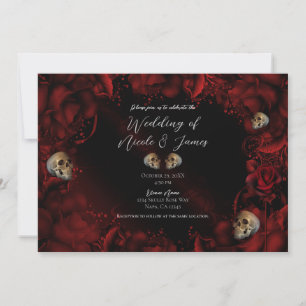Convite Todas as Rosas Vermelhas & Caveiras Casamento Flor