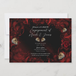 Convite Todas as Rosas Vermelhas & Caveiras Flores Dark En