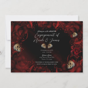 Convite Todas as Rosas Vermelhas & Caveiras Flores Dark En