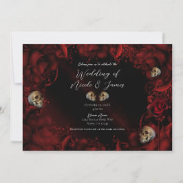 Convite Todas as Rosas Vermelhas e Caveiras Casamento Flor