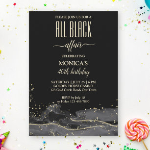 Convite Todo o caso negro festa de aniversário elegante mi