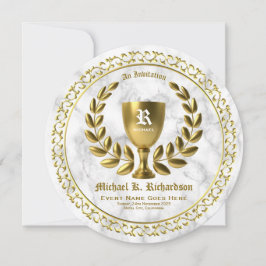 Convite Todo o monograma Dourado da grinalda do louro do