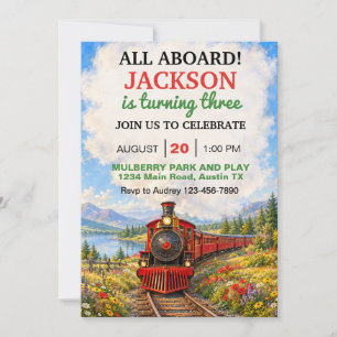 Convite Todos a Bordo do Trem de Aniversário