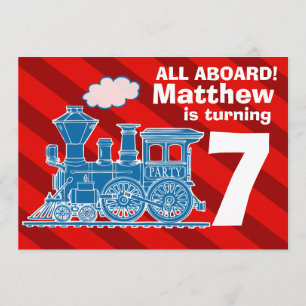 Convite Todos a bordo rapazes treinam festa de aniversári