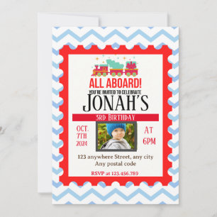Convite Todos a bordo! Tema do comboio