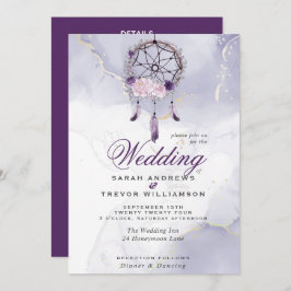 Convite Todos em Um BoHO Casando Roxo Catcher de Sonho