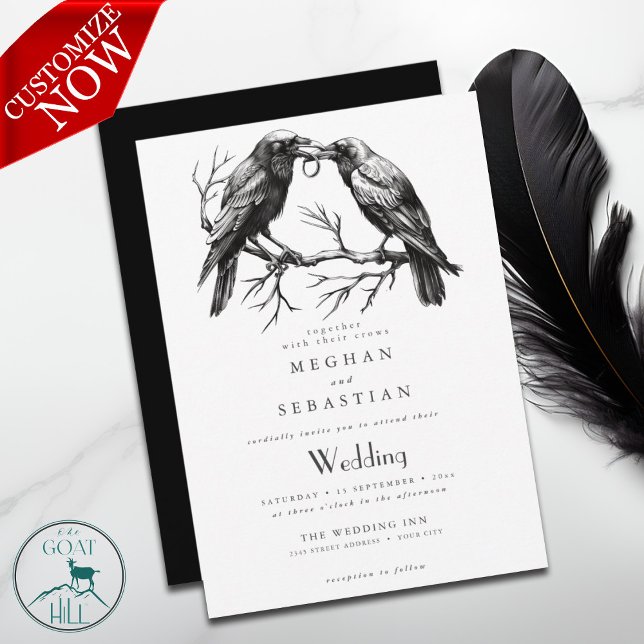 Convite Todos em Um Casamento Corvos no Amor (easy to customize)