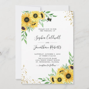 Convite Todos em Um Casamento de Abelhas de Sol