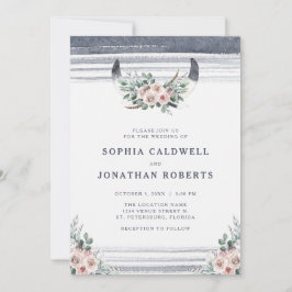 Convite Todos em Um Casamento de Cavalos Torros Rosa-Rosa-