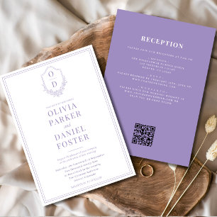 Convite Todos em um Casamento de Código QR Roxo Lilac Roxo
