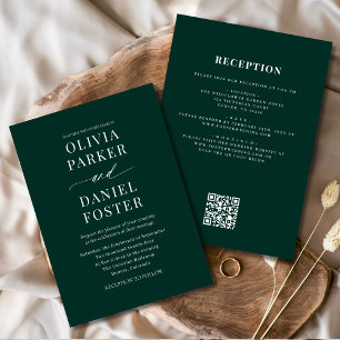 Convite Todos em um Casamento de Código QR Verde Emerald