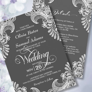 Convite Todos Em Um Casamento De Lugar De Cinza Elegante