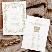 Todos em Um Casamento Dourado Floral vitoriano fra