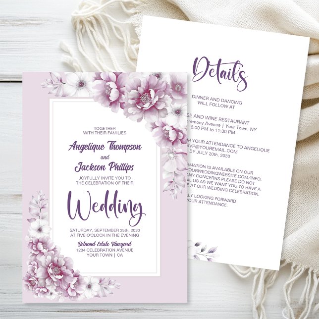 Convite Todos Em Um Casamento Floral Rosa (Criador carregado)