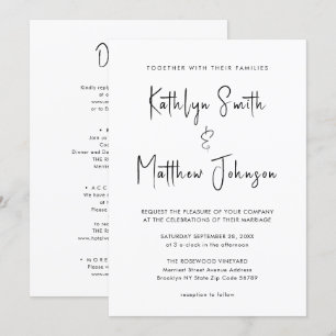 Convite Todos Em Um Casamento Minimalista De Script Modern