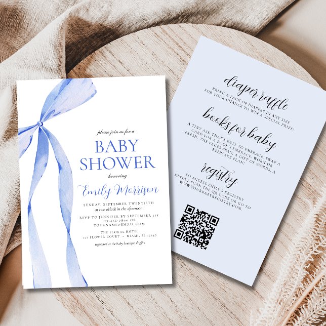 Convite Todos em um Chá de fraldas Arco de Cor Azul (Criador carregado)