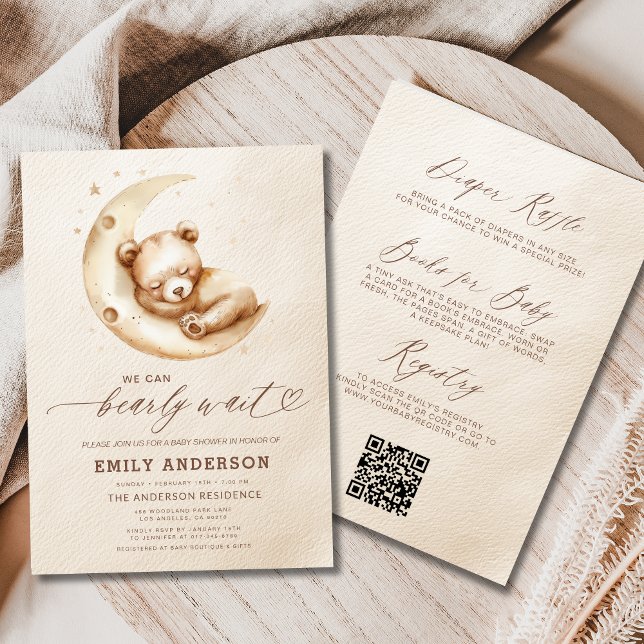 Convite Todos em um Chá de fraldas bege neutro de espera (Criador carregado)