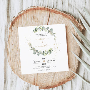 Convite Todos em um código Eucalyptus QR Casamento verde