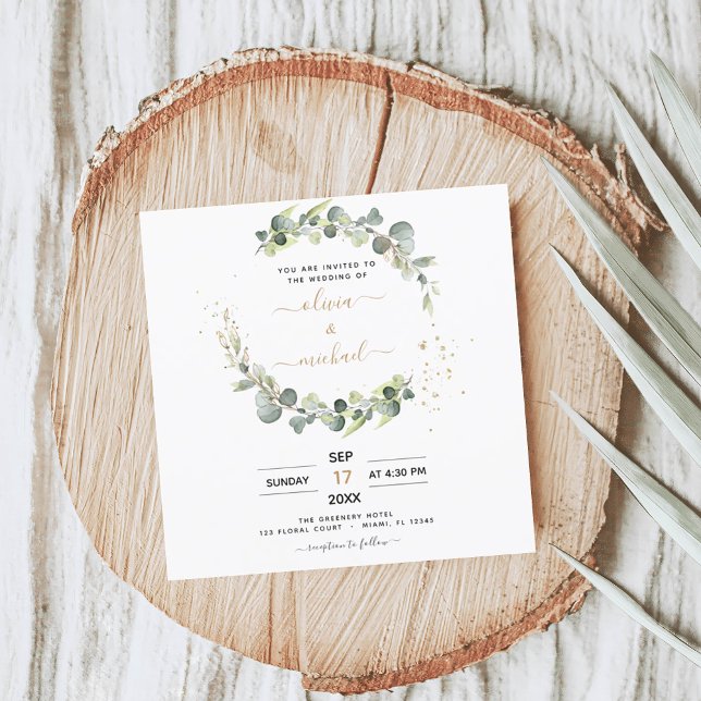 Convite Todos em um código Eucalyptus QR Casamento verde (Criador carregado)