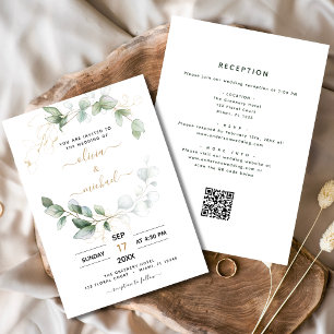 Convite Todos em um código Eucalyptus QR Casamento verde