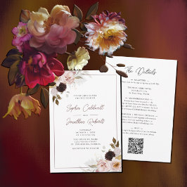 Convite Todos em um Código QR Blush Roses Rosa Casamento