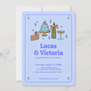 Convite Todos em um código QR Branco Azul de Lavanda Escur