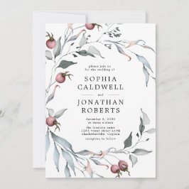 Convite Todos em Um Código QR Casamento de Berries Greener