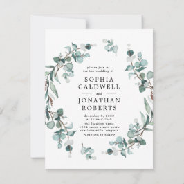 Convite Todos em um Código QR Casamento Eucalyptus Greener