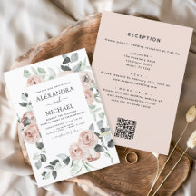 Todos em um Código QR Casamento Floral Eucalyptus