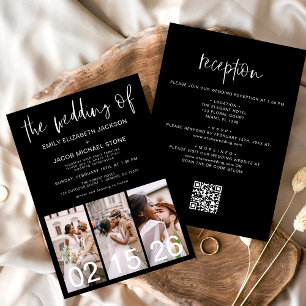 Convite Todos em Um Código QR O Casamento de Minimalista