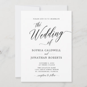 Convite Todos em Um com Detalhes Casamento de Caligrafia M