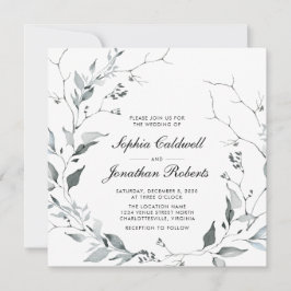 Convite Todos em Um Delicado Casamento de Wreath Square I