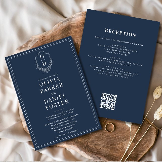 Convite Todos em um Marinho de repouso Casamento de Código (Criador carregado)