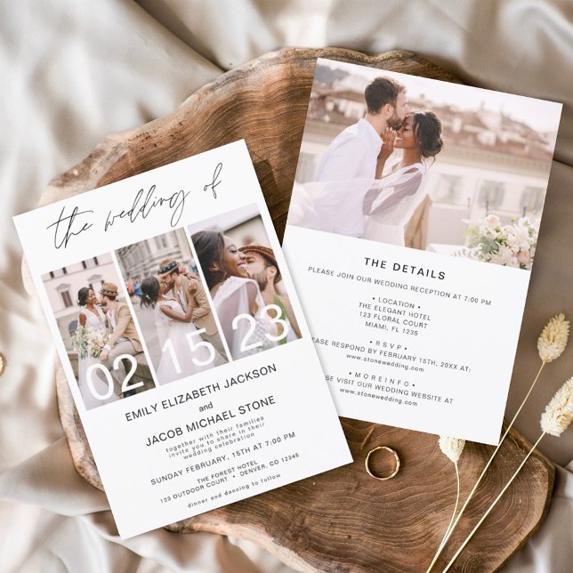 Convite Todos em Um O Casamento da Foto Simples Minimalist (Criador carregado)