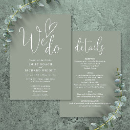 Convite Todos Em Um Para Fazermos Casamento Verde Do Sábio