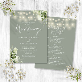 Convite Todos Em Um Sábio As Luzes Verdes Da Corda Lavam C