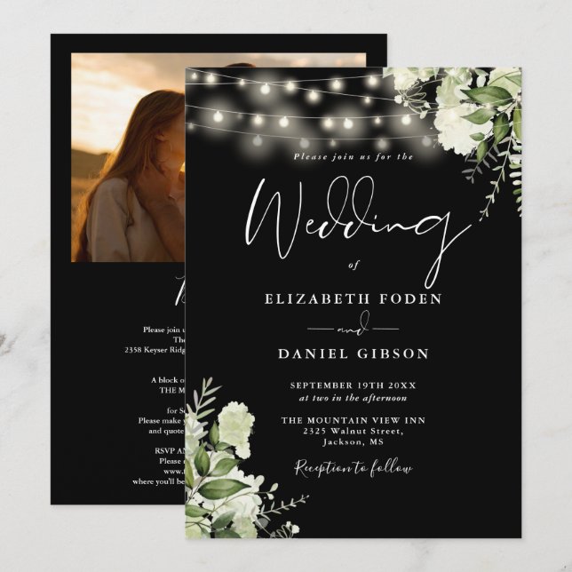 Convite Todos Em Uma Corda Verde Luz Foto Casamento (Frente/Verso)