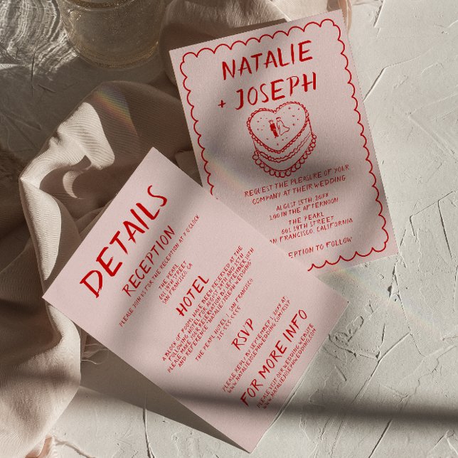 Convite Todos Em Uma Mão Rosa Vermelha Desenhada Casamento (Criador carregado)