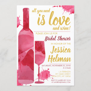 Convite Todos os Amor Vinho Plash Aquarela Chá de Noiva