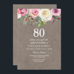 Convite Todos os anos Vintage Rosas Brancas e Rosa, Aniver<br><div class="desc">Rosas brancas e cor-de-rosa,  Vintage,  dia de nascimento,  belo design floral elegante,  cor-de-água floral totalmente personalizável / personalizado</div>