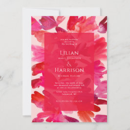 Convite Todos os Casamentos Vermelhos Rosa-Cor-de-Água