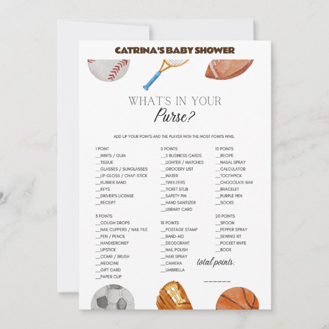 Convite Todos os Chás de fraldas de Esportes de Estrelas - (Frente)