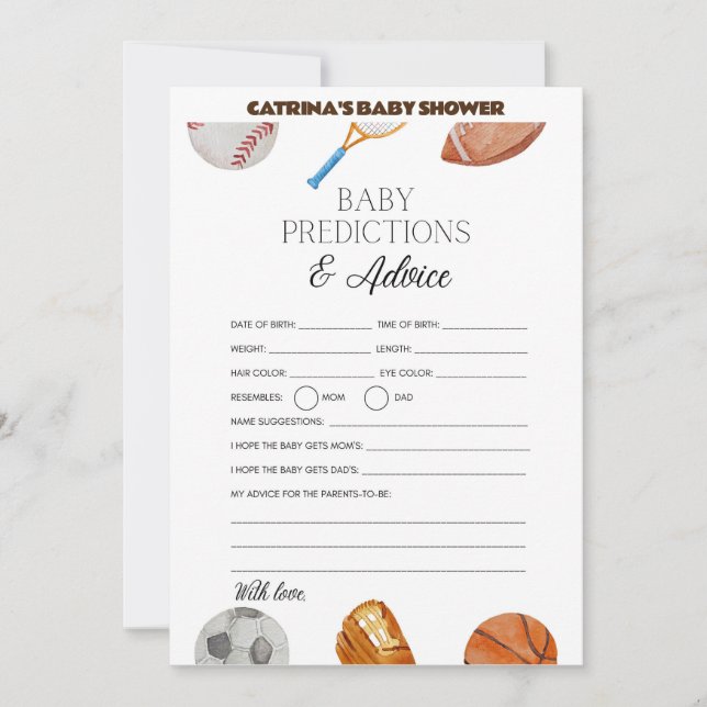 Convite Todos os Chás de fraldas de Esportes de Estrelas - (Frente)