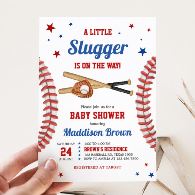 Convite Todos os Chás de fraldas Star Baseball (Sports Baby Shower Invitation)