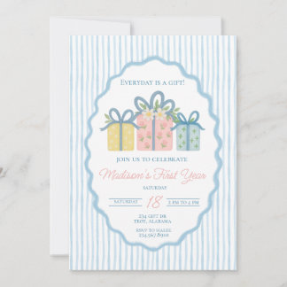 Convite Todos os dias é um presente Primeiro Aniversário,