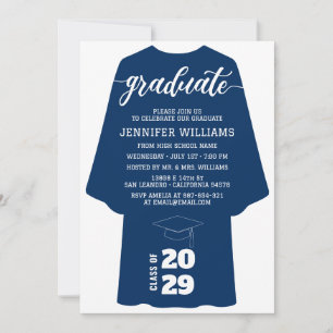 Convite Toga de Formatura Azul Marinho Minimalista Turma d